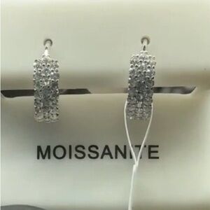 925 Sterling Silver 3 row Moissanite stud Earrings $75
